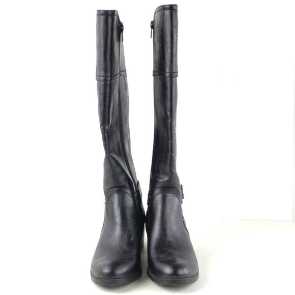 Unisa Toppa Black Faux Leather Knee High Side Zip Round Toe Riding Boot - Picture 6 of 16